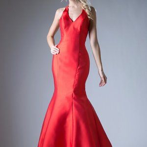 V-Neck Mermaid Shape Long Evening Dress CD13038